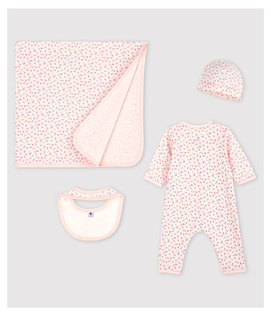 Coffret cadeau naissance rose bébé en coton biologique variante 1