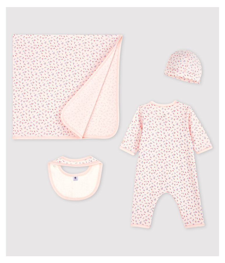 Coffret cadeau naissance rose b&eacute;b&eacute; en coton biologique variante 1