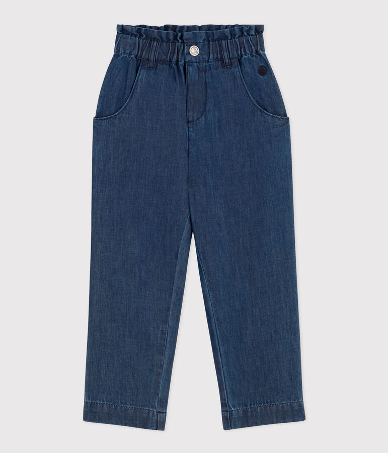 Pantalon droit en denim l&eacute;ger enfant fille bleu DENIM