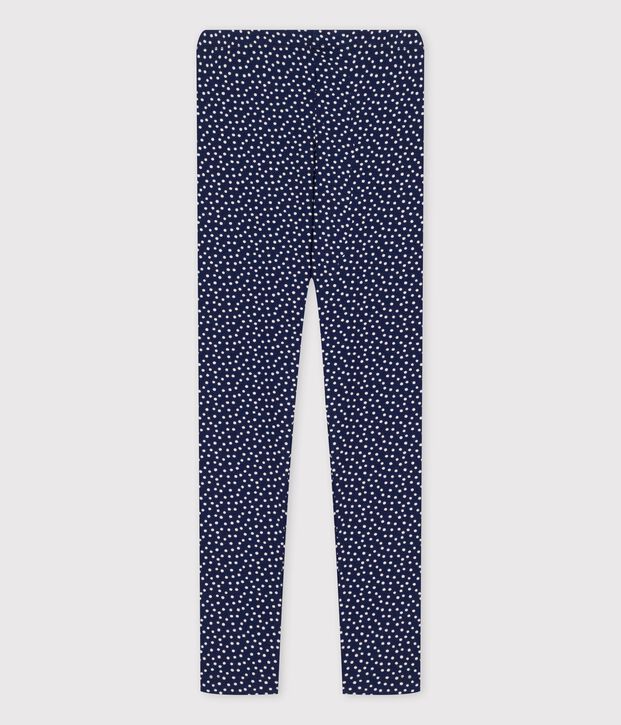 Legging en jersey &eacute;lasthanne enfant fille bleu/blanc