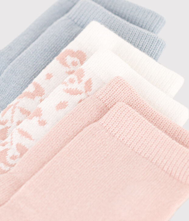 3 paires de chaussettes en coton fleurs b&eacute;b&eacute; multicouleur