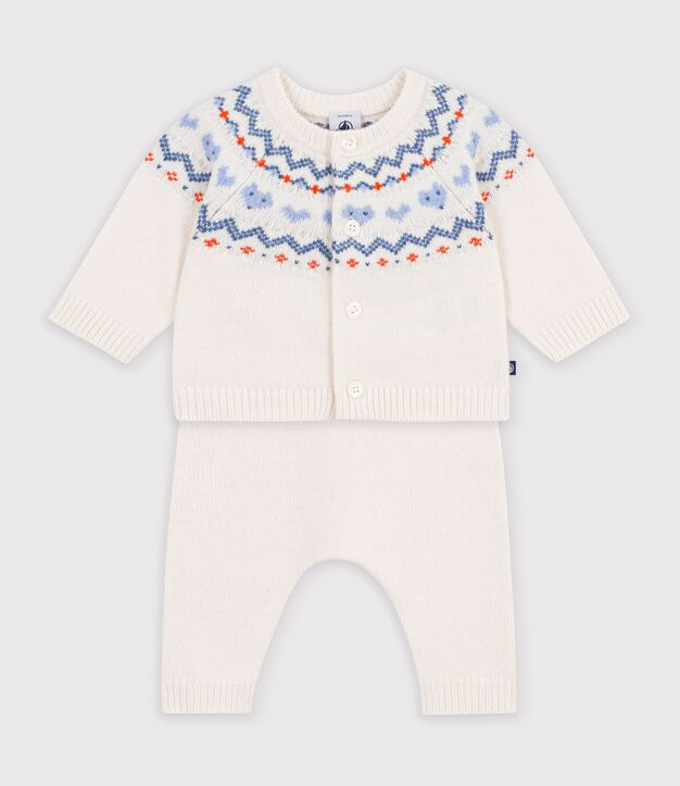 Ensemble b&eacute;b&eacute; en tricot &agrave; motif jacquard bleu/bleu