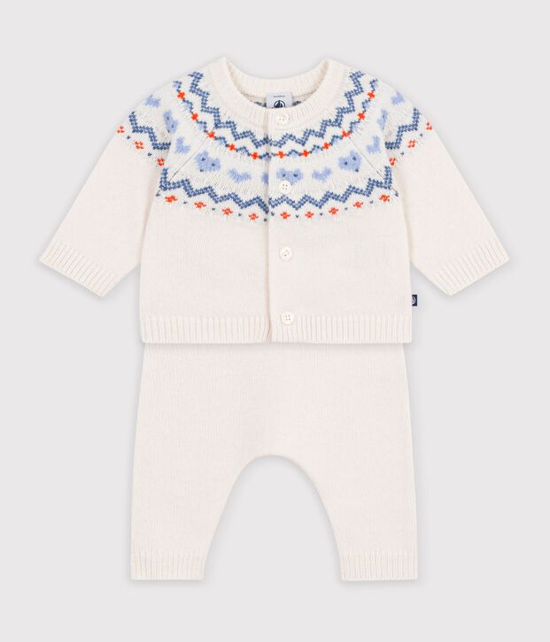 Ensemble b&eacute;b&eacute; en tricot &agrave; motif jacquard bleu/bleu
