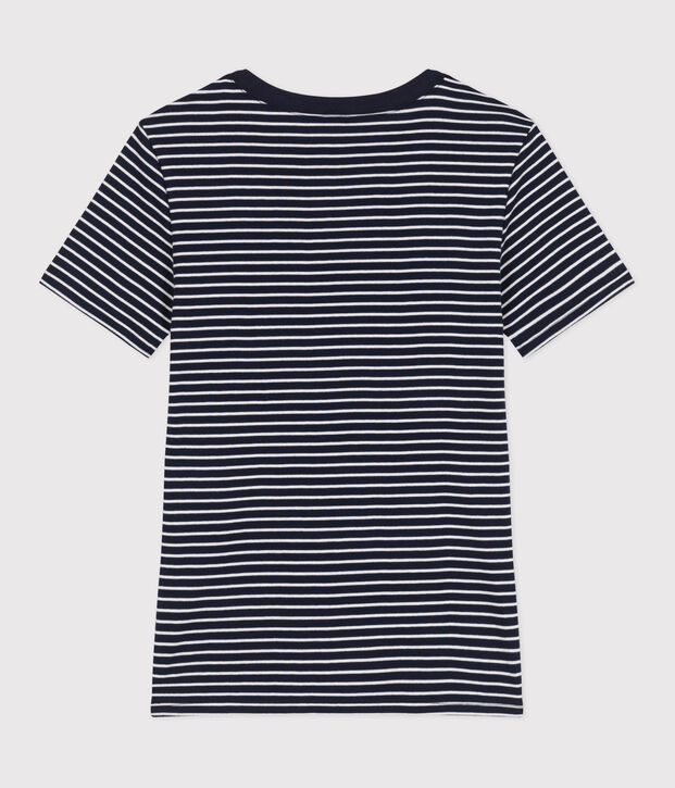 Tee-shirt Femme l'Iconique en coton ray&eacute; bleu/blanc