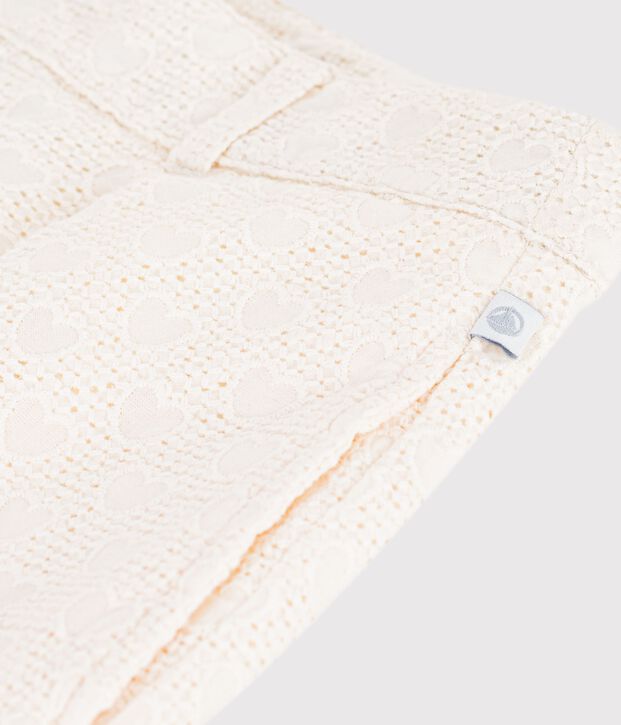 Short enfant en coton motifs c&oelig;urs blanc