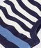 Cagoule b&eacute;b&eacute; &agrave; rayures en laine et coton bleu/multicouleur