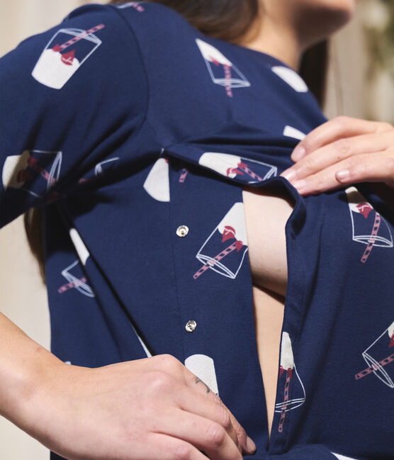 Pyjama allaitement Tajinebanane x Petit Bateau bleu MEDIEVAL/blanc MULTICO