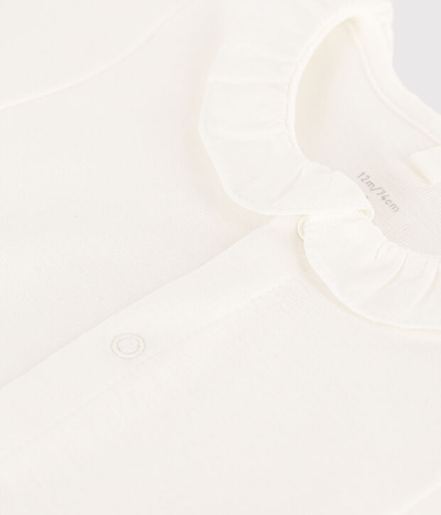 Body manches courtes &agrave; col en coton b&eacute;b&eacute; blanc