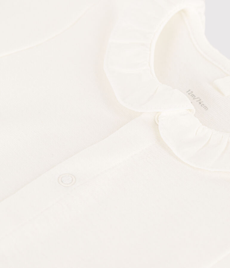 Body manches courtes &agrave; col en coton b&eacute;b&eacute; blanc MARSHMALLOW