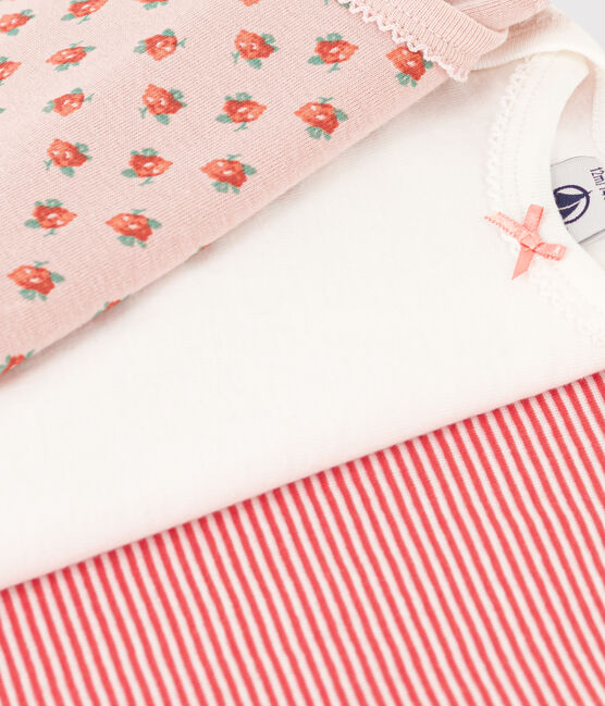 Lot de 3 bodies manches courtes fleurs bébé en coton variante 1