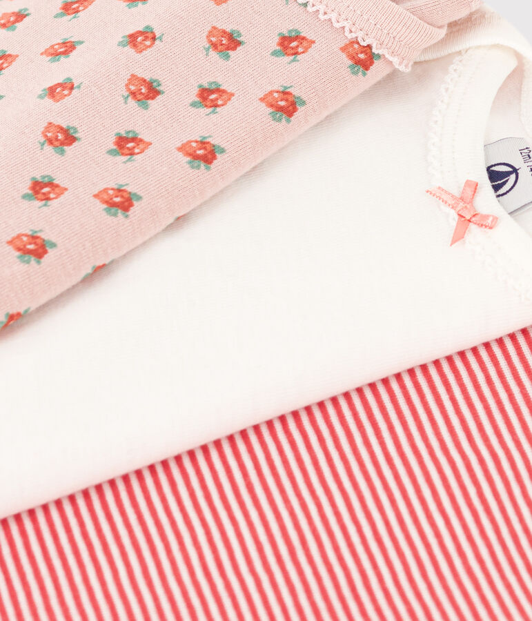Lot de 3 bodies manches courtes fleurs b&eacute;b&eacute; en coton variante 1