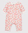 Combinaison longue fleurie bébé en tubique matelassé en coton biologique blanc MARSHMALLOW/blanc MULTICO