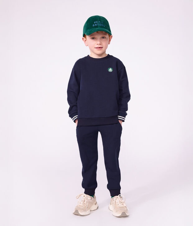 Sweatshirt enfant en coton uni bleu marine