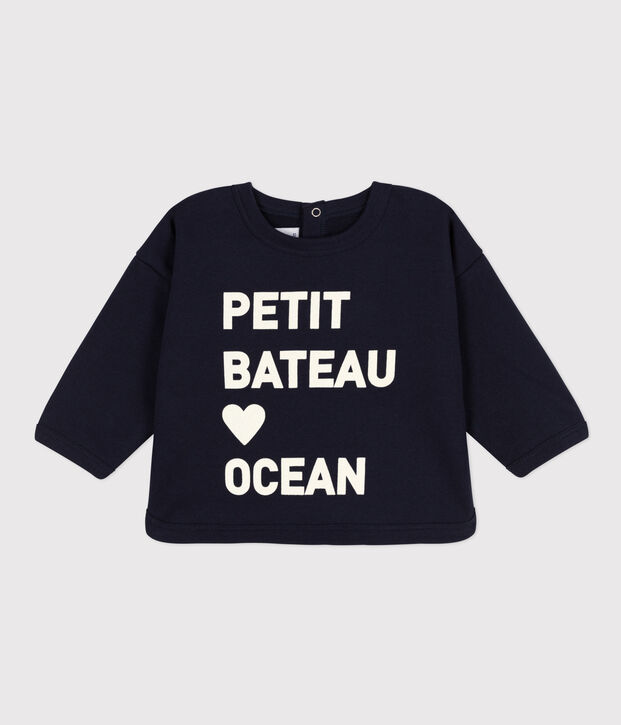 Sweatshirt b&eacute;b&eacute; en molleton bleu marine
