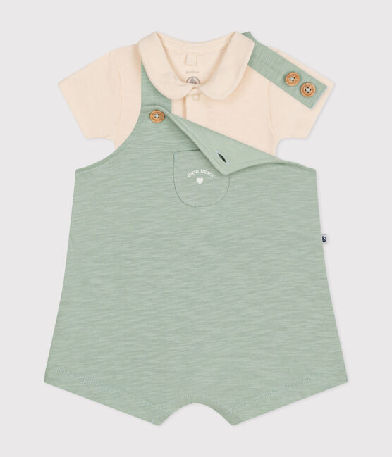 Ensemble salopette en jersey flammé bébé vert HERBIER