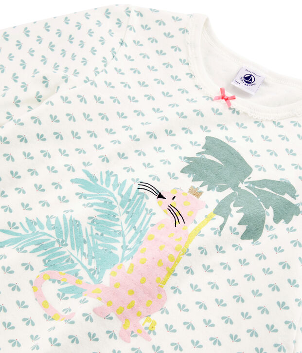 Pyjama petite fille en tubique blanc/multicouleur