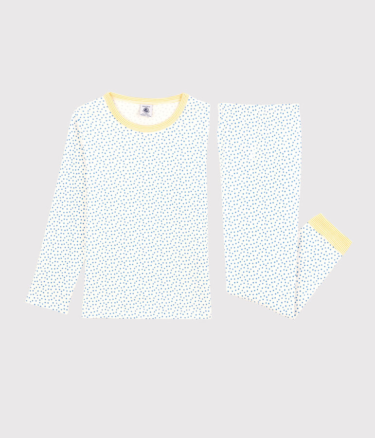 Pyjama &agrave; motifs en coton enfant blanc MARSHMALLOW/bleu BRASIER