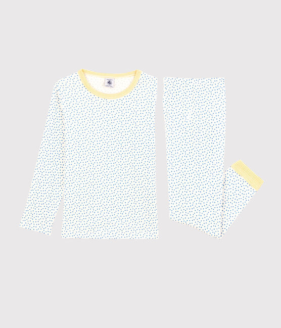 Pyjama à motifs en coton enfant blanc MARSHMALLOW/bleu BRASIER
