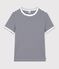 Tee-shirt femme en coton manches courtes &agrave; rayures bleu/blanc