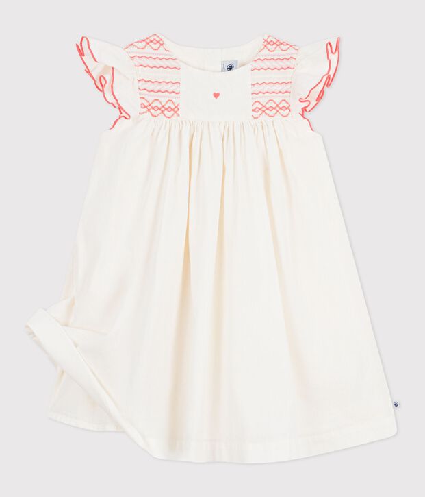 Robe enfant manches courtes en coton blanc