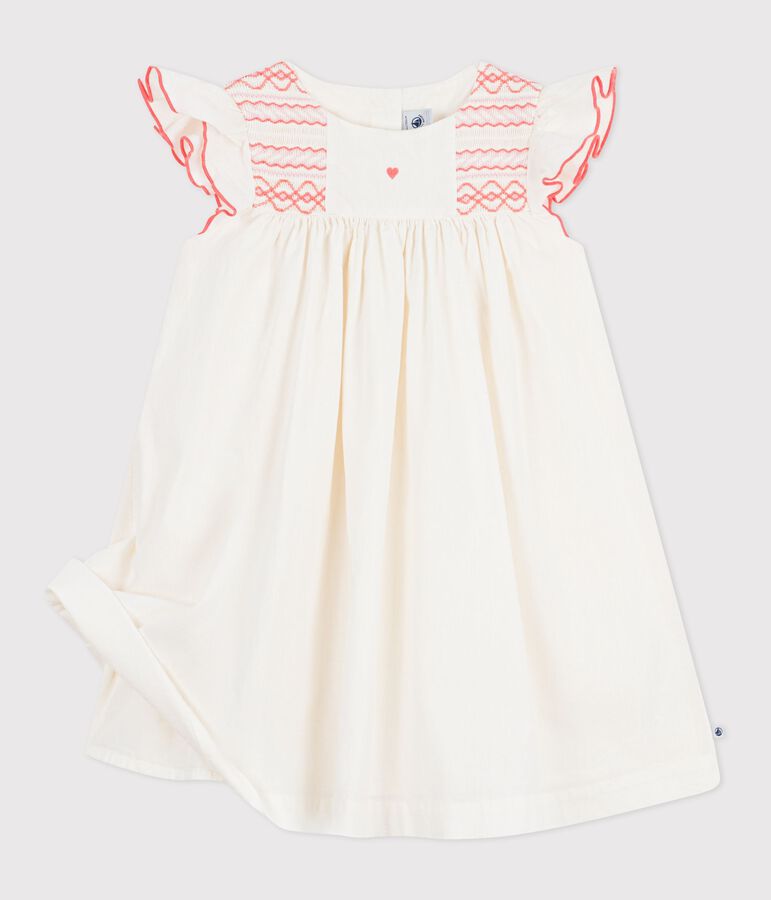 Robe enfant manches courtes en coton blanc