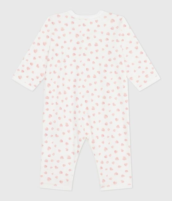 Pyjama bébé en coton sans pieds imprimé blanc MARSHMALLOW/rose CHARME