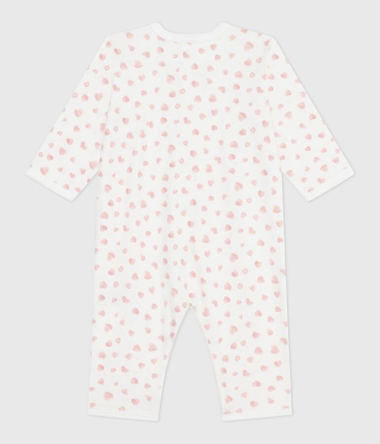 Pyjama b&eacute;b&eacute; en coton sans pieds imprim&eacute; blanc MARSHMALLOW/rose CHARME