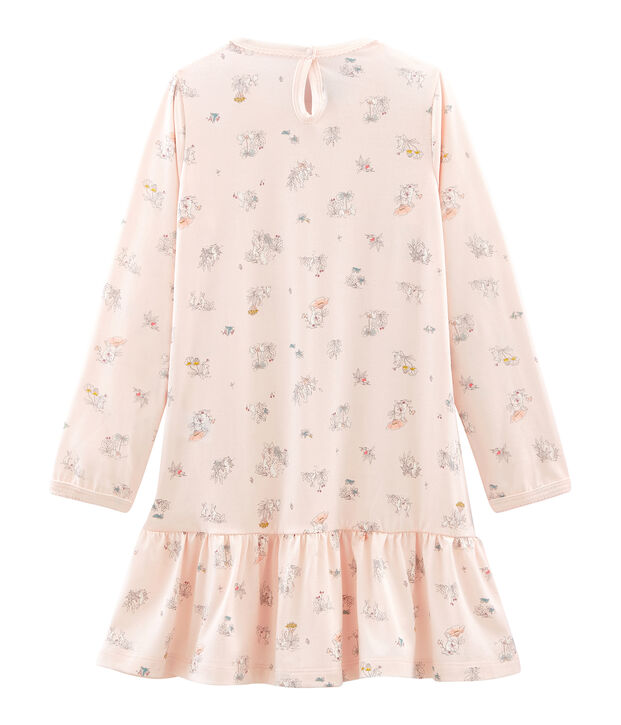 Chemise de nuit petite fille en coton fin rose/multicouleur