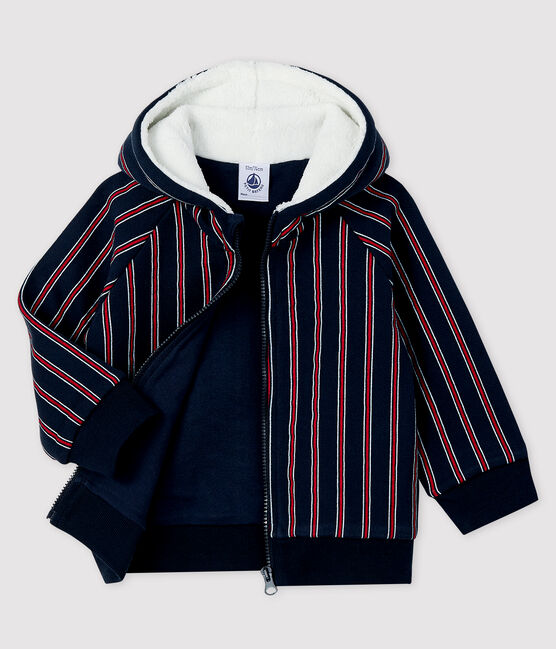 Sweatshirt à capuche bébé garçon bleu SMOKING/blanc MULTICO