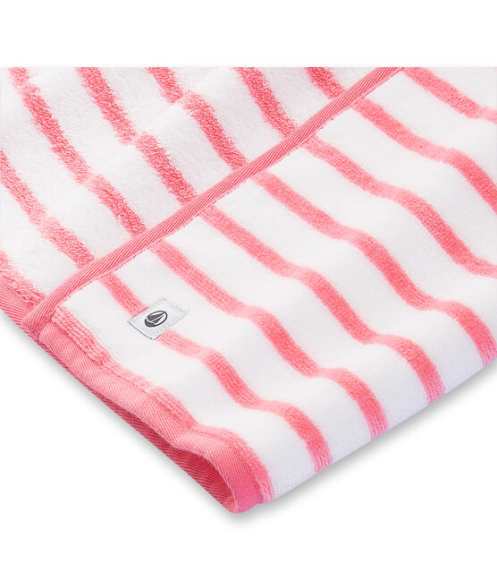 Cape de bain bébé mixte en éponge blanc LAIT/rose MERVEILLE