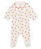 Dors bien bébé fille en côte 1x1 grattée imprimée blanc MARSHMALLOW/blanc MULTICO