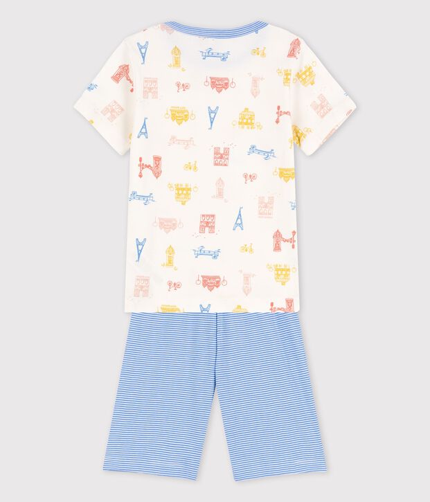 Pyjacourt Paris petit gar&ccedil;on en coton blanc/multicouleur