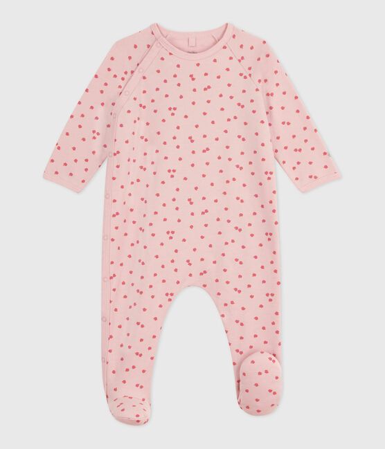 Pyjama bébé en molleton gratté imprimé rose JOLI/blanc MULTICO