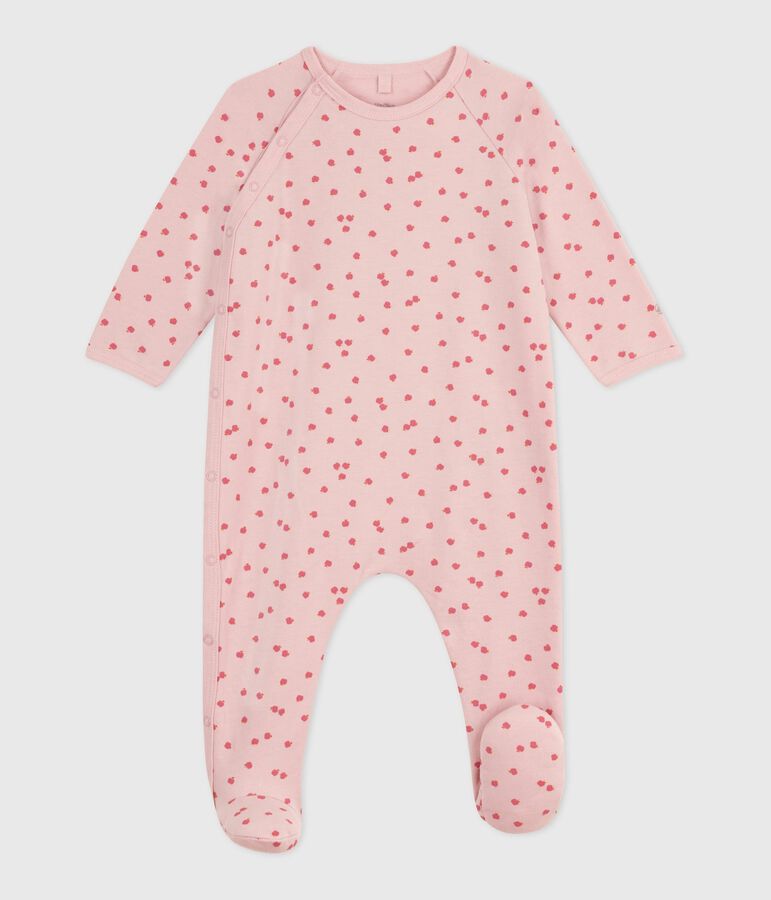 Pyjama b&eacute;b&eacute; en molleton gratt&eacute; imprim&eacute; rose JOLI/blanc MULTICO