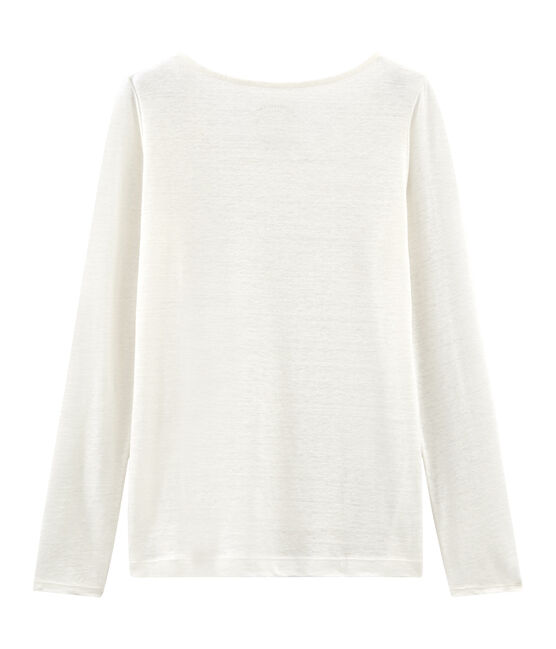 Tee-shirt manches longues femme en lin blanc MARSHMALLOW