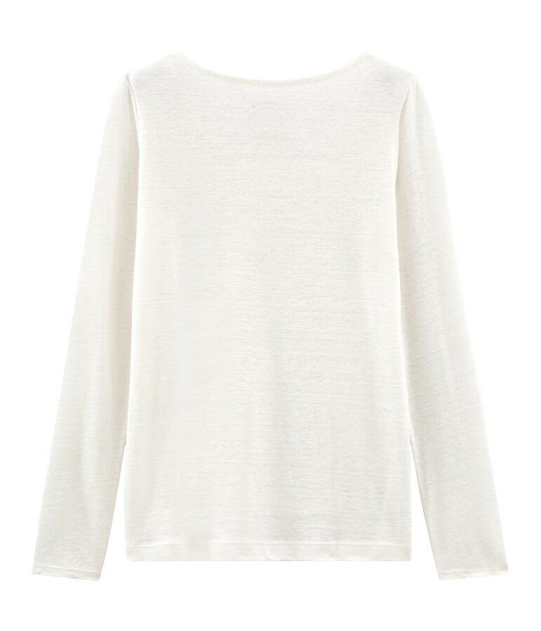 Tee-shirt manches longues femme en lin blanc