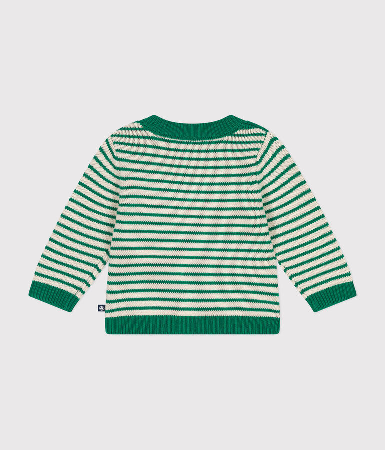 Pull en tricot de laine et coton b&eacute;b&eacute; vert JARDIN/ AVALANCHE
