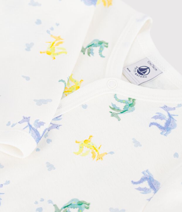 Pyjama b&eacute;b&eacute; en coton sans pieds imprim&eacute; dragons blanc/multicouleur