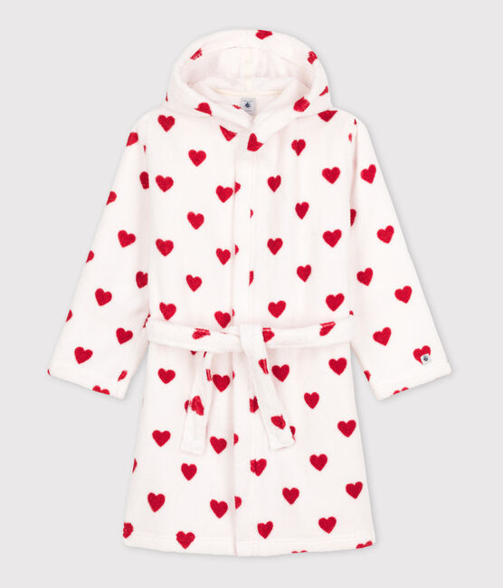 Peignoir cœur en éponge enfant blanc MARSHMALLOW/rouge TERKUIT