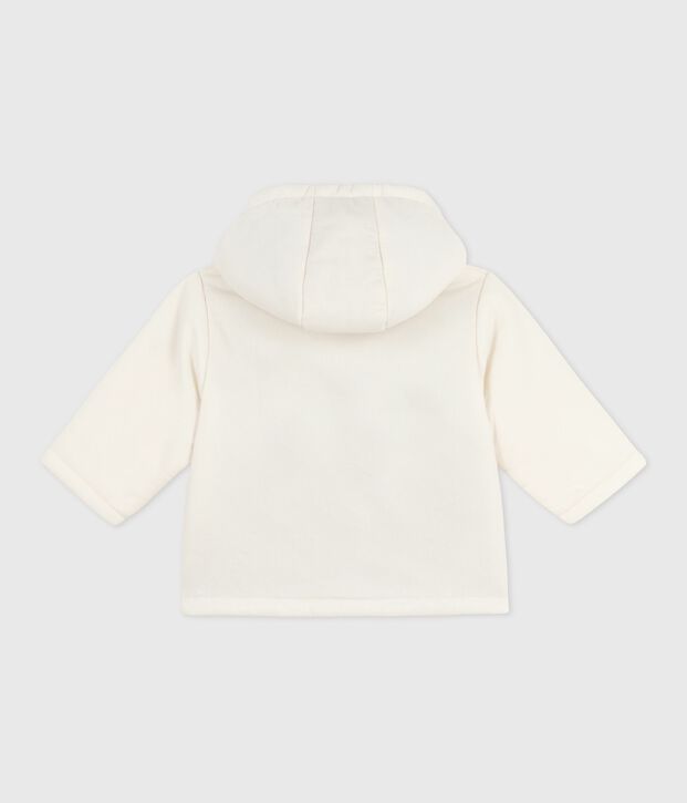 Veste b&eacute;b&eacute; ouatin&eacute;e en velours brod&eacute; et doublure milleraies blanc cass&eacute;