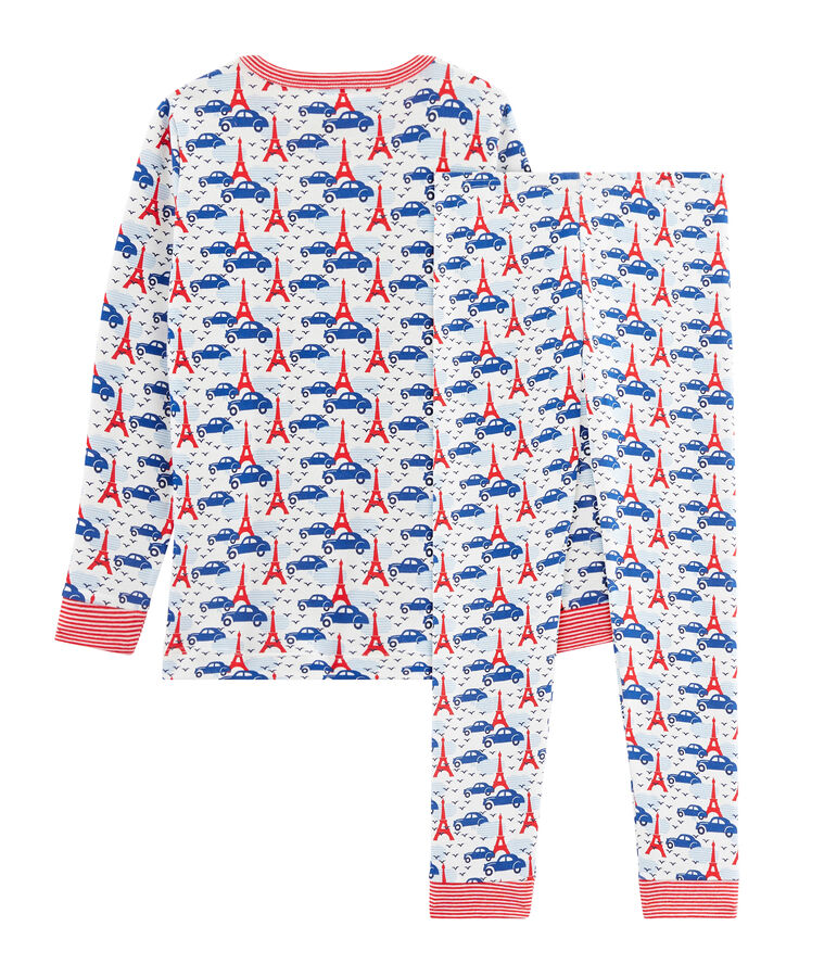 Pyjama petit gar&ccedil;on coupe tr&egrave;s ajust&eacute;e blanc MARSHMALLOW/blanc MULTICO