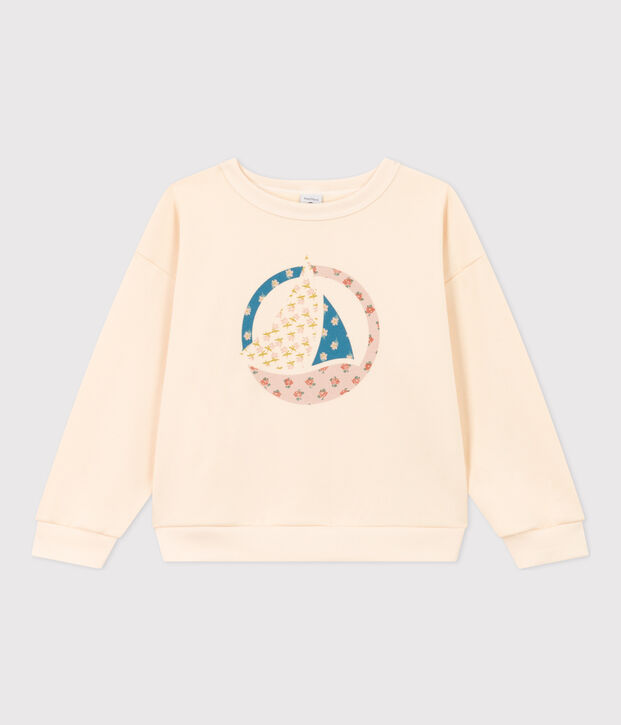 Sweatshirt en molleton enfant fille &eacute;cru