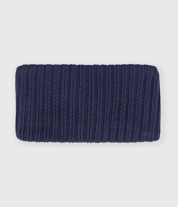 Snood b&eacute;b&eacute; en tricot uni doubl&eacute; polaire bleu marine