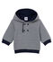 Sweatshirt à capuche ouatine bébé garçon rayé bleu SMOKING/blanc MARSHMALLOW