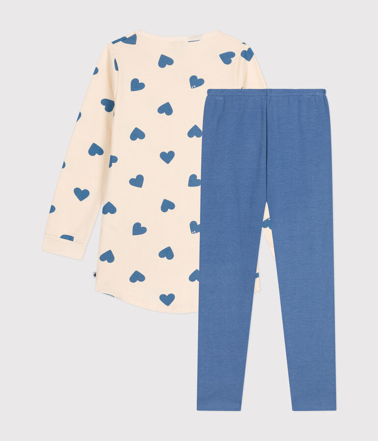 Chemise de nuit en molleton gratt&eacute; imprim&eacute; c&oelig;urs enfant bleu BEACH/ AVALANCHE