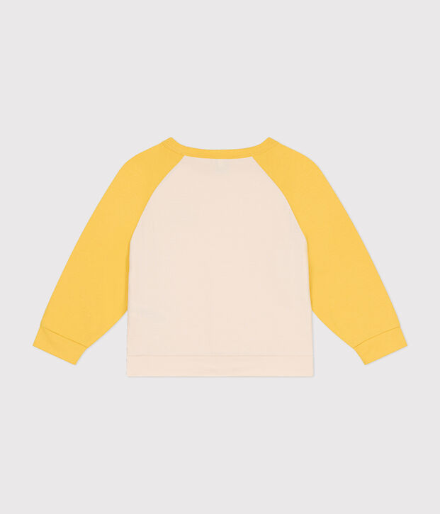 Sweatshirt en molleton l&eacute;ger enfant &eacute;cru/jaune
