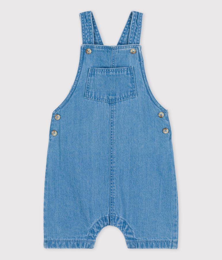 Salopette courte denim l&eacute;ger bio b&eacute;b&eacute; bleu DENIM CLAIR