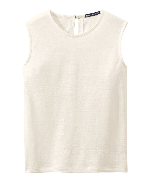 Top femme sans manches en lin blanc