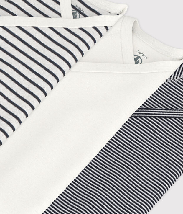 LOT DE 3 BODIES CROIS&Eacute;S MANCHES COURTES RAYURES B&Eacute;B&Eacute; EN COTON multicouleur