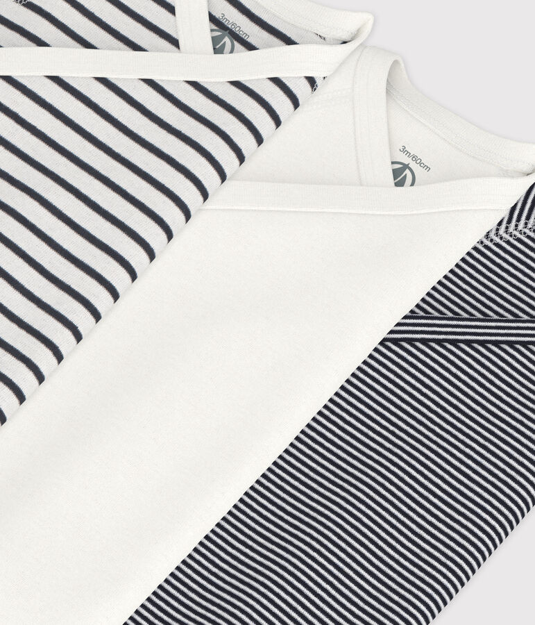 LOT DE 3 BODIES CROIS&Eacute;S MANCHES COURTES RAYURES B&Eacute;B&Eacute; EN COTON variante 1